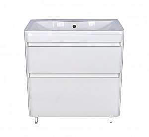 Тумба с раковиной Style Line Атлантика 80 напольная, белый антискрейч для ванной в интернет-магазине Sanbest