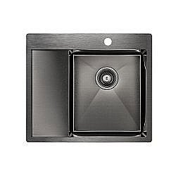 Мойка кухонная Paulmark FLANK PM225951-GMR вороненая сталь правая купить в интернет-магазине сантехники Sanbest