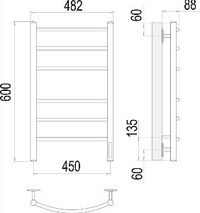 Полотенцесушитель электрический Terminus Классик П6 450x600 черный муар купить в интернет-магазине сантехники Sanbest