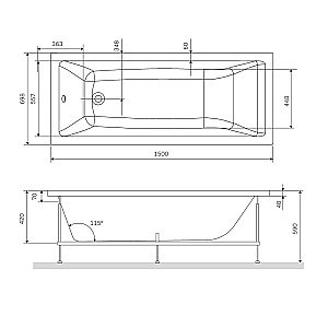 Ванна акриловая AM.PM Gem W93A-150-070W-A 150x70 купить в интернет-магазине Sanbest