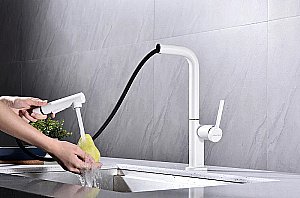 Смеситель для кухни Paulmark Neo Ne214419-WH белый матовый купить в интернет-магазине сантехники Sanbest