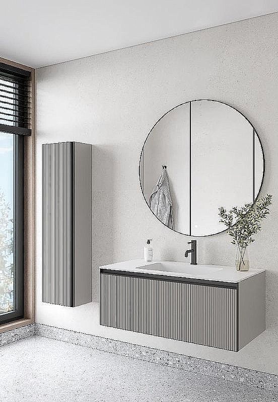 Пенал Armadi Art QUATRO рифл LUNA FUGA профиль ANTHRACITE для ванной в интернет-магазине сантехники Sanbest