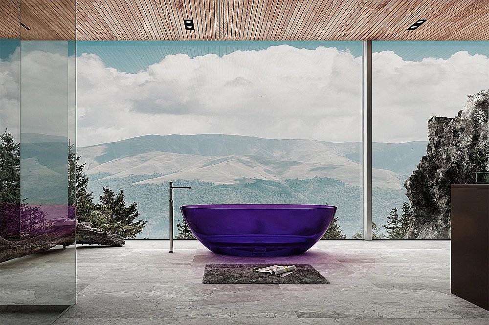 Ванна Abber Kristall AT9702Amethyst 180x85 фиолетовая прозрачная купить в интернет-магазине Sanbest