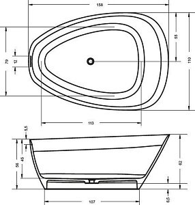 Ванна мраморная Riho Toledo 160x110 купить в интернет-магазине Sanbest