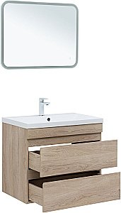 Тумба с раковиной Aquanet Нота New 334198 75 дуб светлый для ванной в интернет-магазине Sanbest