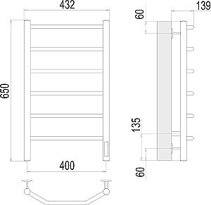 Полотенцесушитель электрический Terminus Виктория П6 400х650 купить в интернет-магазине сантехники Sanbest