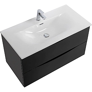 Тумба с раковиной Belbagno MARINO-CER-MINI 80  черный глянцевый для ванной в интернет-магазине Sanbest