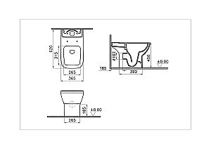 Унитаз Vitra INTEGRA SQUARE 9833B003-7205 безободковый, с бачком, с крышкой микролифт купить в интернет-магазине Sanbest
