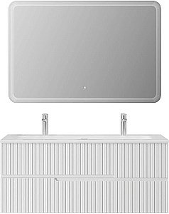 Тумба с раковиной Cezares DUET-N 120 DUET-N-1200-2C-SO-BL белая глянцевая для ванной в интернет-магазине Sanbest