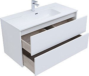 Тумба с раковиной Aquanet Lino 287542 80 (Flat) белый глянец для ванной в интернет-магазине Sanbest