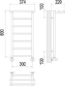 Полотенцесушитель водяной с полочкой Terminus Контур П7 300х800 купить в интернет-магазине сантехники Sanbest