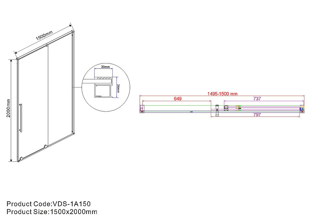Душевая дверь Vincea ARNO VPS-1A150CL 150 хром/прозрачная купить в интернет-магазине Sanbest