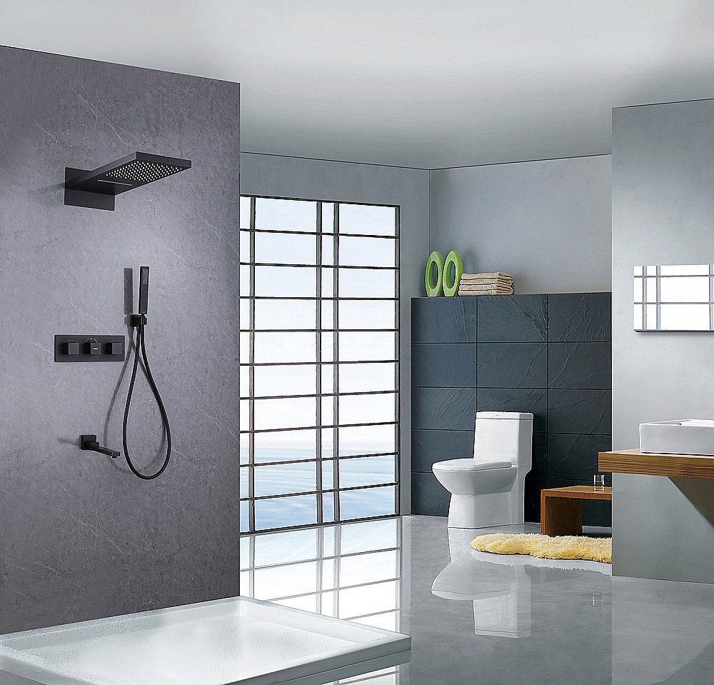 Душевая система Abber DAHEIM AF8253B черная матовая купить в интернет-магазине сантехники Sanbest