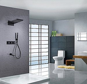 Душевая система Abber DAHEIM AF8253B черная матовая купить в интернет-магазине сантехники Sanbest