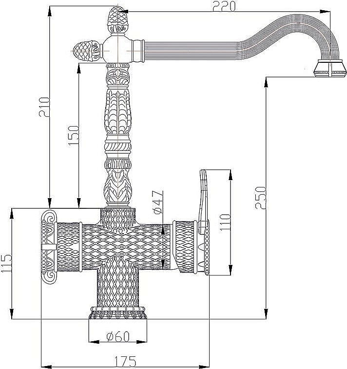 Смеситель для кухни Zorg Antic A 50 KF-BR Бронза купить в интернет-магазине сантехники Sanbest