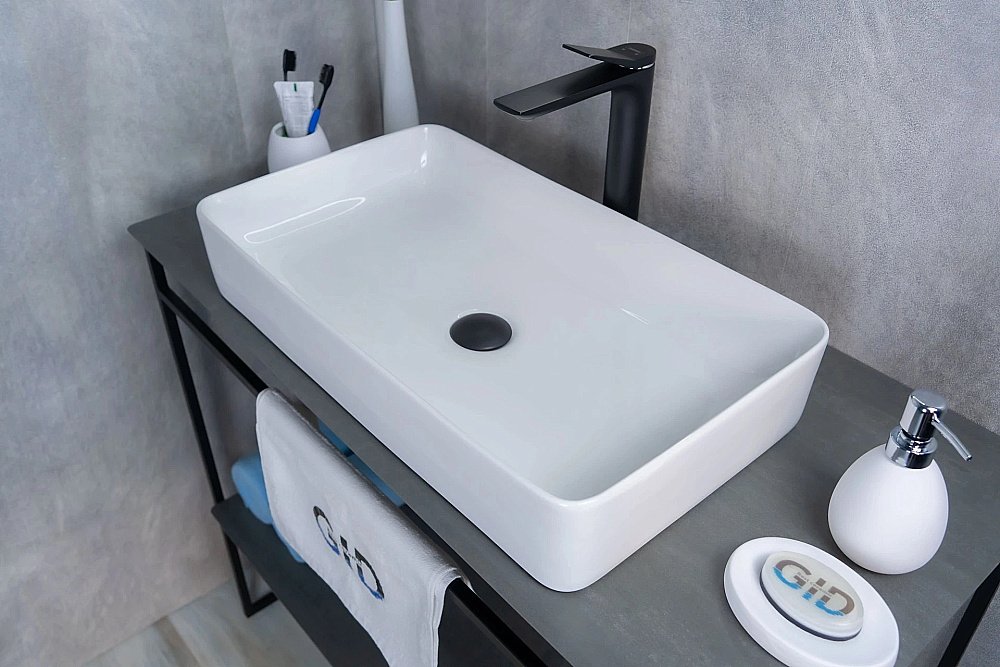 Раковина накладная Gid Geometrico 60 N9396 51140 белая купить в интернет-магазине Sanbest
