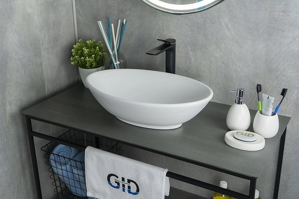 Раковина накладная Gid Lago 52 Wm9021 51193 белая матовая купить в интернет-магазине Sanbest