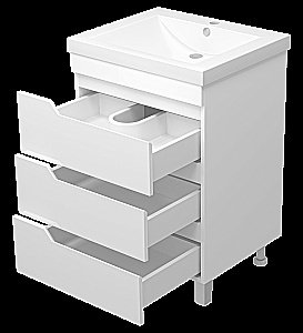 Тумба с раковиной Misty Софт - 60 П-Соф-01060-0113Я белая для ванной в интернет-магазине Sanbest