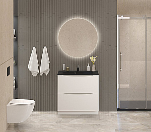 Тумба с раковиной BelBagno 70 MARINO-700-2C-PIA-BL-P+BB700/450-LV-ART-AST-NERO Bianco Lucido для ванной в интернет-магазине Sanbest