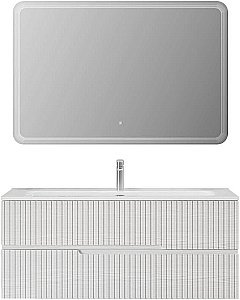 Тумба с раковиной Cezares DUET-N 120 DUET-N-1200-2C-SO-FBS-P ясень белая софт для ванной в интернет-магазине Sanbest