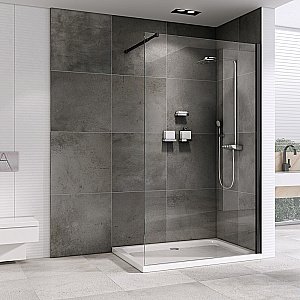 Душевое ограждение ABBER Immer Offen AG61100B8 100 стекло прозрачное/профиль черный купить в интернет-магазине Sanbest