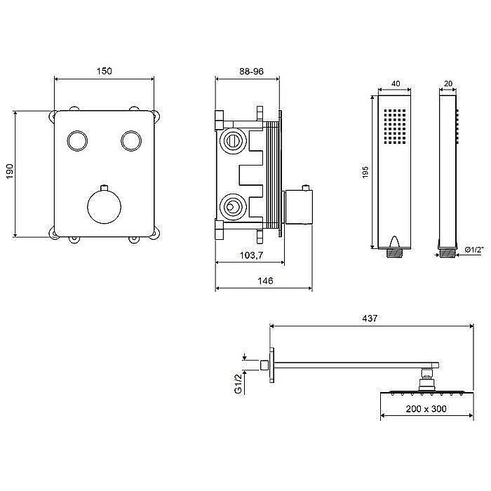Душевая система Excellent Krotos 8045 хром купить в интернет-магазине сантехники Sanbest