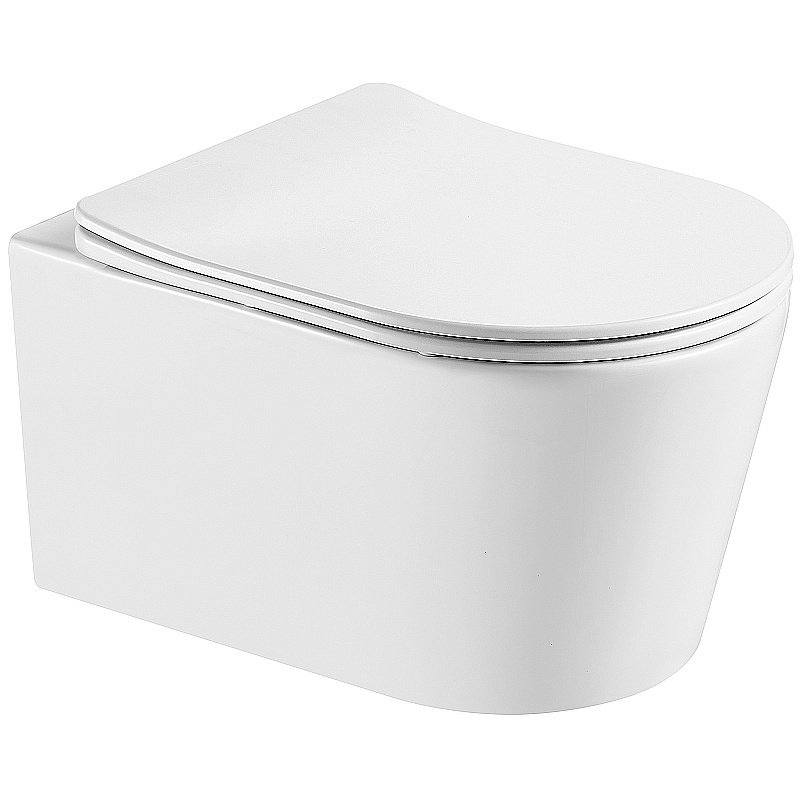 Унитаз подвесной Aquatek Оберон AQ1365T-00 белый, с крышкой микролифт, безободковый, слив-торнадо купить в интернет-магазине Sanbest