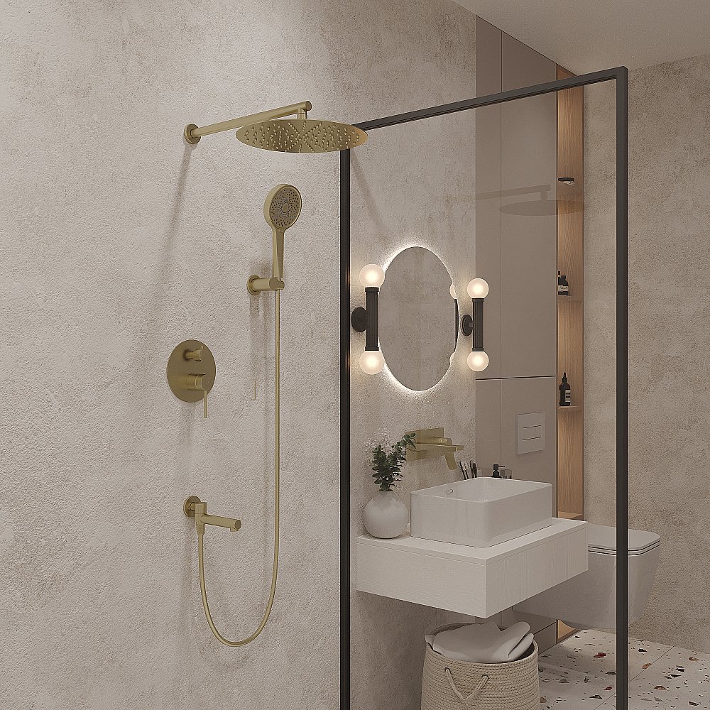 Душевая система Oliveeka Y OL-939017-BG золото матовое купить в интернет-магазине сантехники Sanbest
