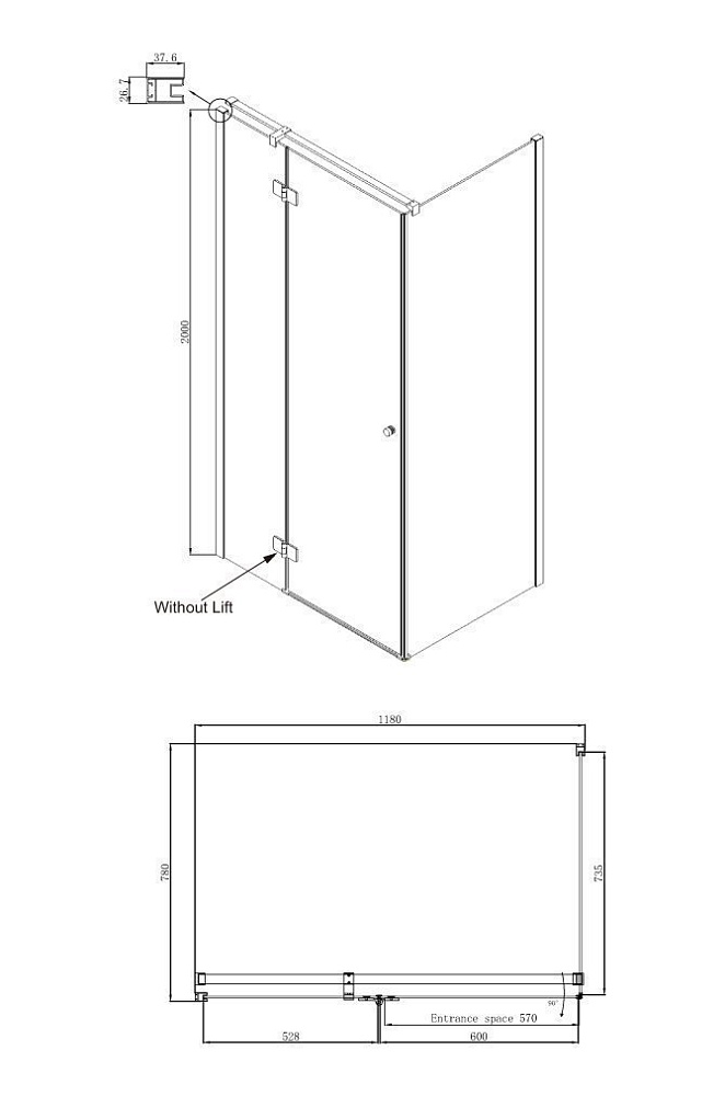 Душевой уголок Ambassador Diamond 80x120 12011104 купить в интернет-магазине Sanbest