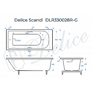 Ванна Delice Scandi DLR330028R-G 175х70 белая/ручки хром купить в интернет-магазине Sanbest