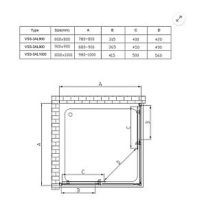 Душевой уголок Vincea ALPHA VSS-3AL 90x90 стекло прозрачное/профиль золото брашированное купить в интернет-магазине Sanbest