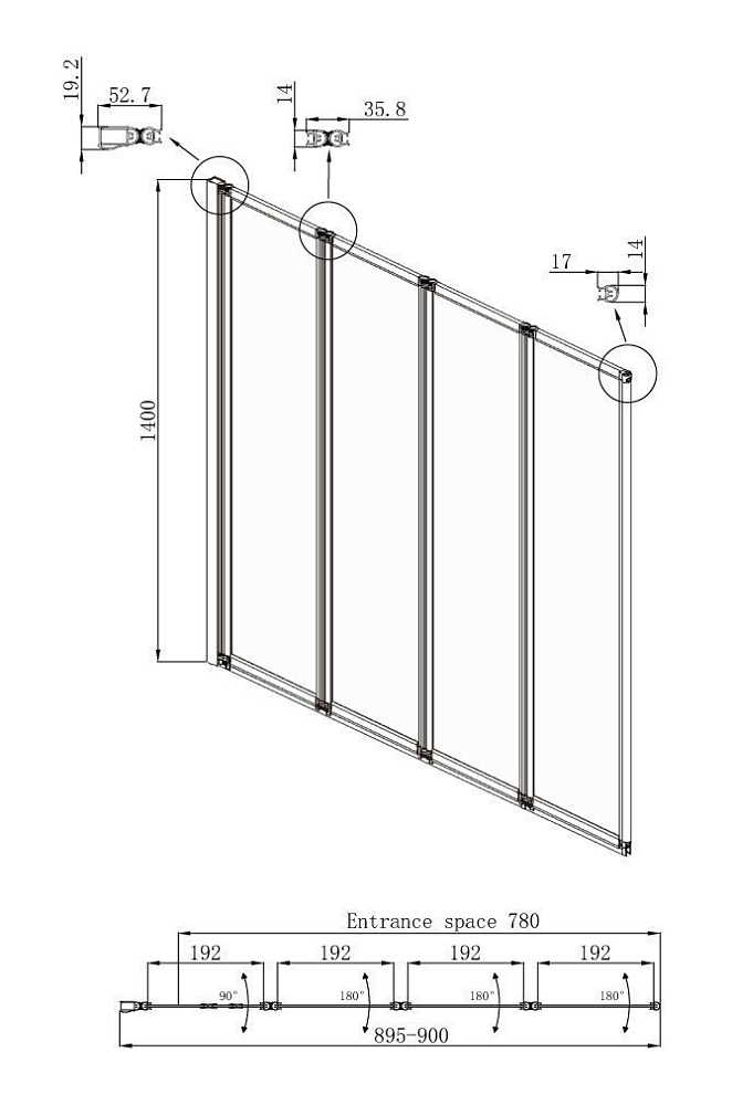 Шторка для ванны Ambassador Bath Screens 90x140 16041110 купить в интернет-магазине Sanbest