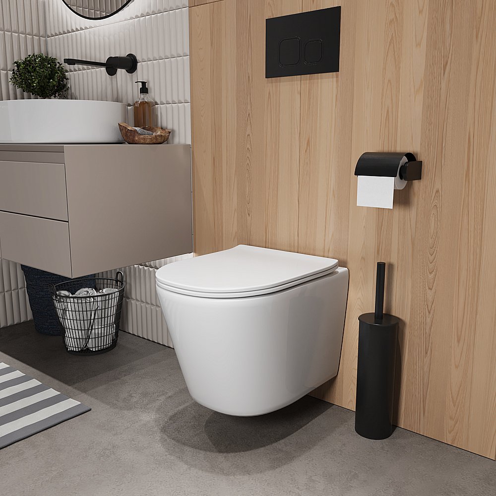 Унитаз подвесной Grossman Tornado GR-4477SQ  безободковый, с крышкой микролифт, слив-торнадо, белый купить в интернет-магазине Sanbest