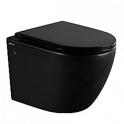 Унитаз подвесной ABBER Bequem AC1103MB с крышкой микролифт, безободковый, черный матовый купить в интернет-магазине Sanbest
