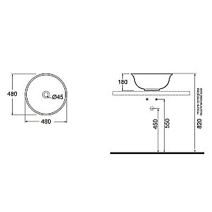 Раковина накладная Azzurra Jubilaeum 48 JUB45/APP bi белая купить в интернет-магазине Sanbest