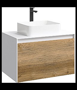 Тумба с раковиной Aqwella Mobi 80 белый/дуб балтийский для ванной в интернет-магазине Sanbest