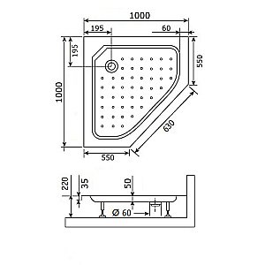 Душевой поддон RGW Acryl STYLE TR 16180500-11 100х100 белый купить в интернет-магазине Sanbest