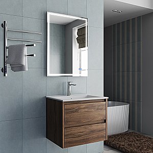 Тумба с раковиной Vincea Gio 60 VMC-2G600CO/VBS-13960 тёмный дуб/раковина белая для ванной в интернет-магазине Sanbest