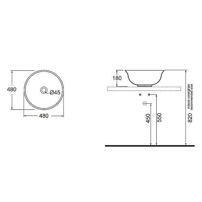 Раковина накладная Azzurra Jubilaeum 48 JUB45/APP bi белая купить в интернет-магазине Sanbest
