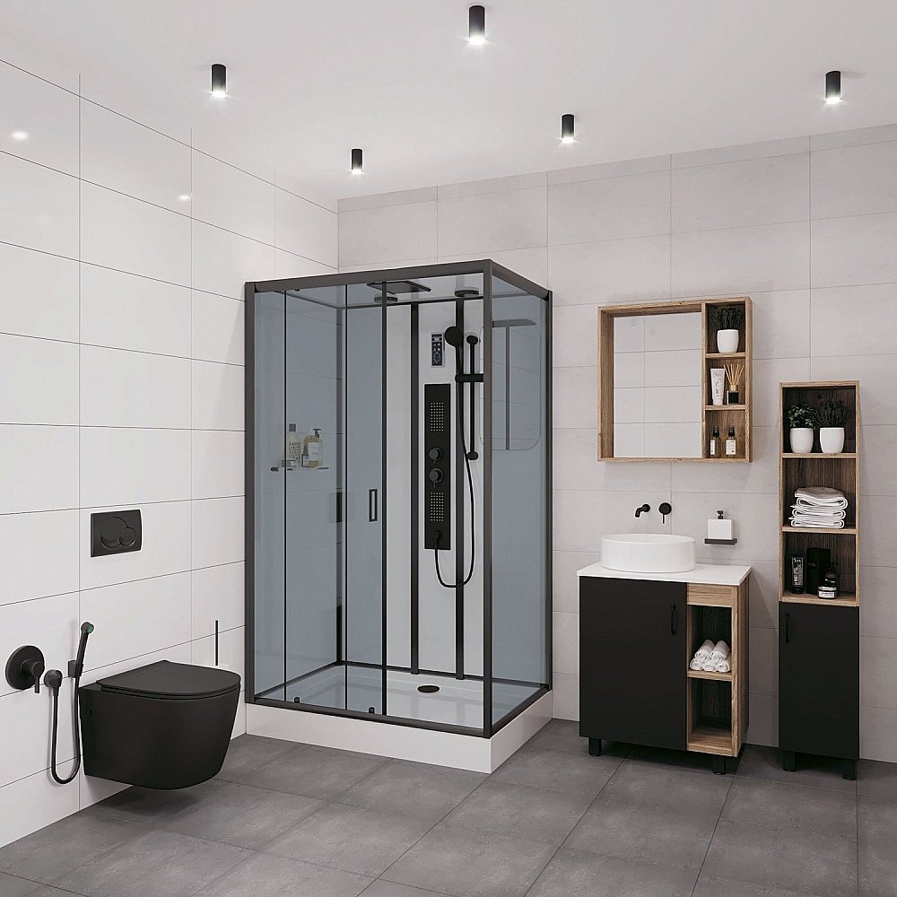 Душевая кабина с сенсором Niagara Premium BLACK 80x120 купить в интернет-магазине Sanbest