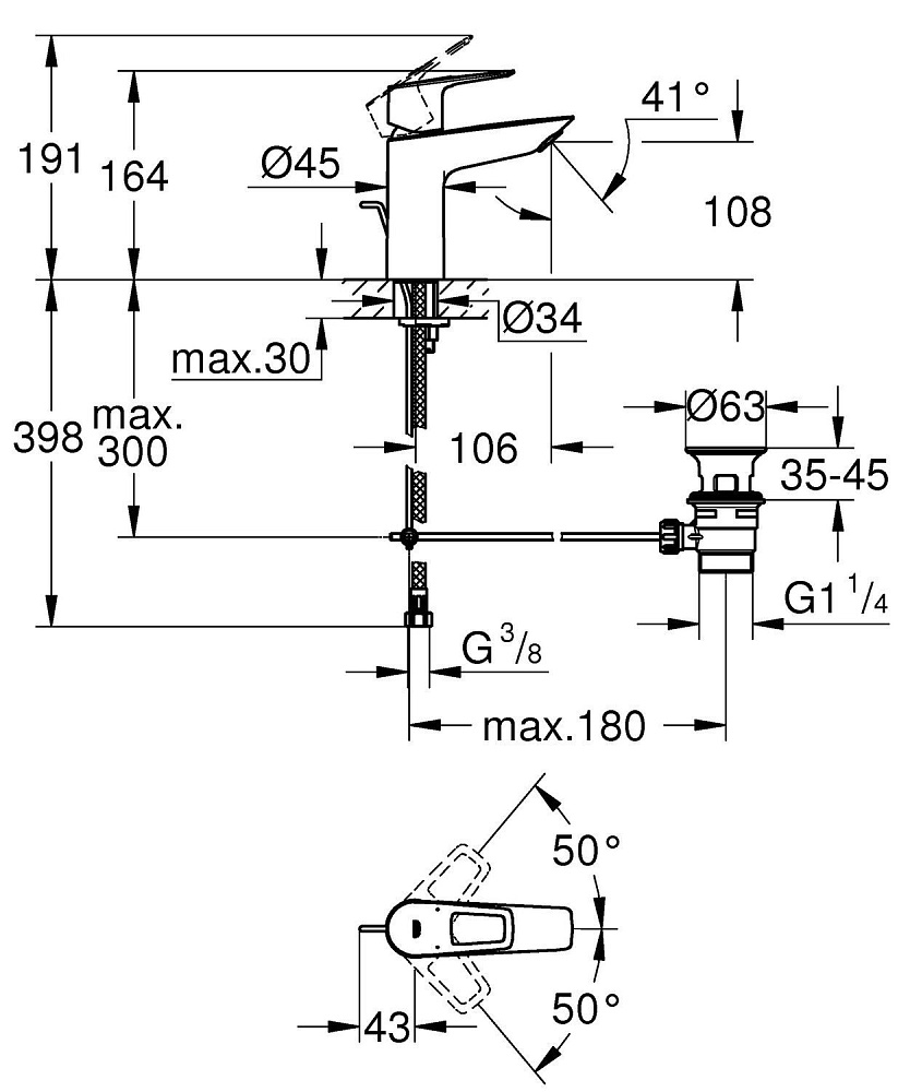 Смеситель для раковины Grohe BauLoop 2020 23762001 купить в интернет-магазине сантехники Sanbest