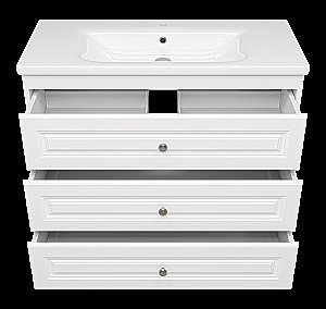 Тумба с раковиной Misty Ларго -100 П-Лар-07100-01-3Я белая матовая для ванной в интернет-магазине Sanbest