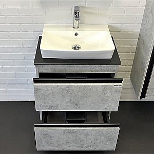 Тумба с раковиной Comforty Эдинбург 00-00005700 60 бетон светлый для ванной в интернет-магазине Sanbest