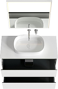 Тумба с раковиной Allen Brau Activity 120 1.34007.WM белая матовая/черный брашированный для ванной в интернет-магазине Sanbest