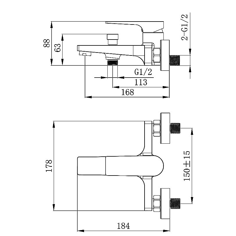 Смеситель для ванны Azario Арида AZ-K3054GR графит купить в интернет-магазине сантехники Sanbest