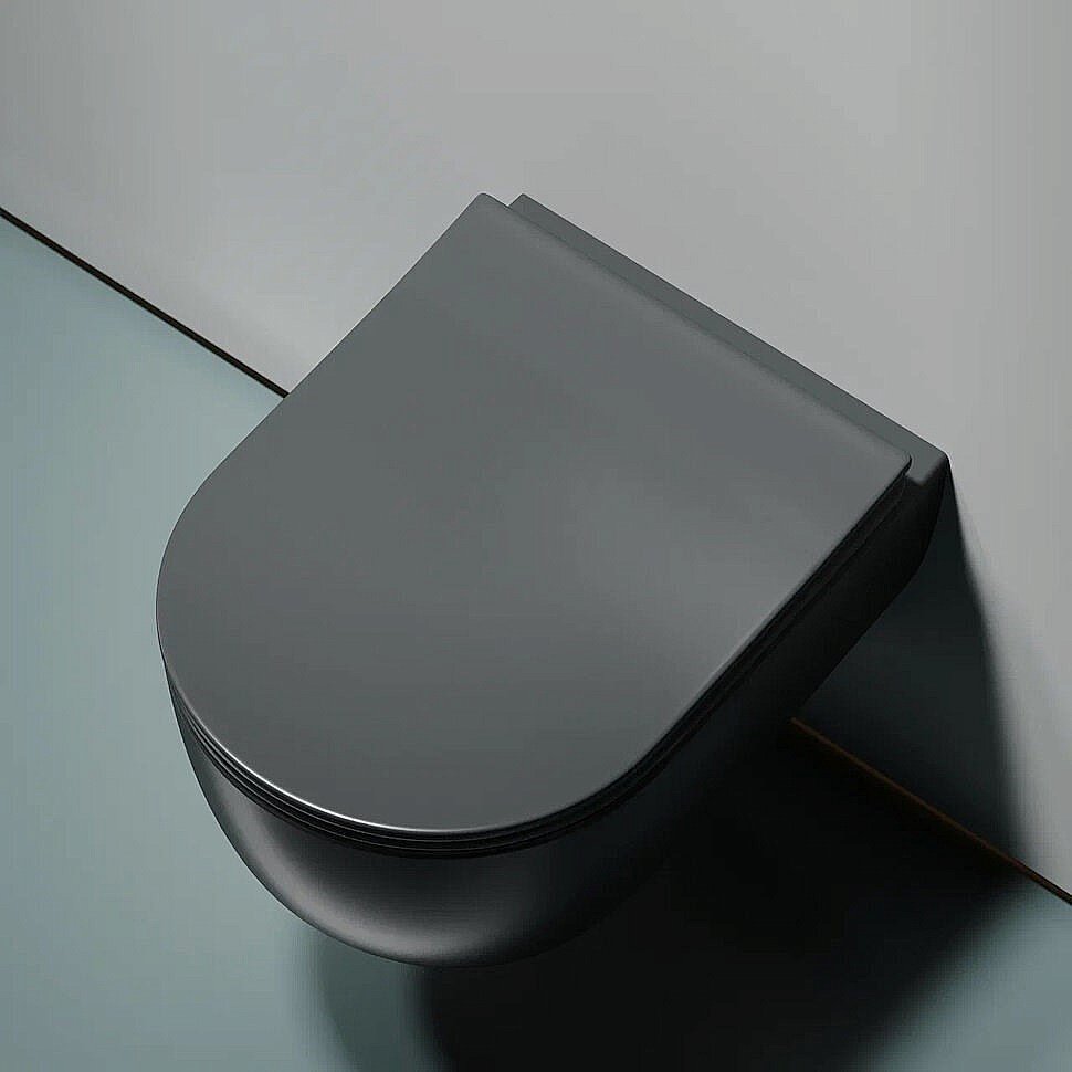 Унитаз подвесной Ceramica Nova Modena CN6063MDH безободковый, с крышкой микролифт, антрацит темный матовый купить в интернет-магазине Sanbest