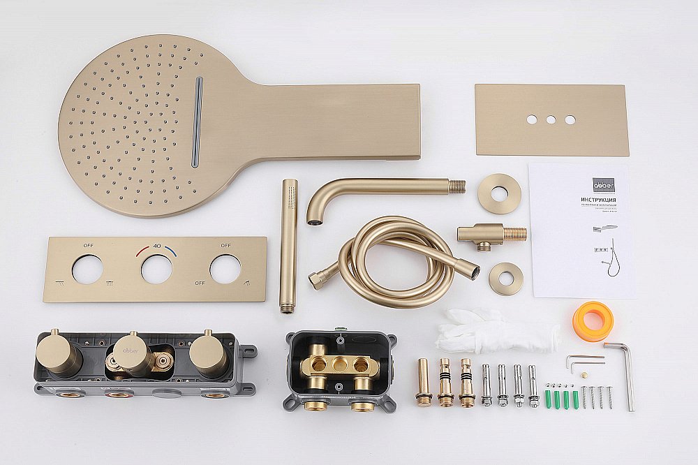 Душевая система ABBER Wasser Kreis AF8150G золото матовое купить в интернет-магазине сантехники Sanbest