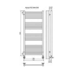 Полотенцесушитель водяной Terminus Аврора П22 500x1196 купить в интернет-магазине сантехники Sanbest