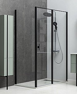 Душевой уголок Allen Brau Priority 3.31009.BBA + 3.31021.BBA 120х100 стекло прозрачное/профиль черный брашированный купить в интернет-магазине Sanbest
