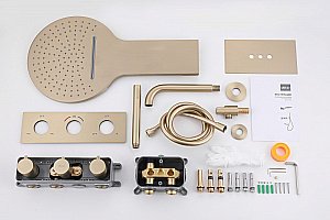 Душевая система ABBER Wasser Kreis AF8150G золото матовое купить в интернет-магазине сантехники Sanbest